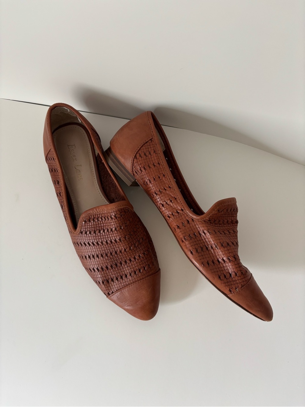 Essex Lane Cognac Woven Leather Loafers